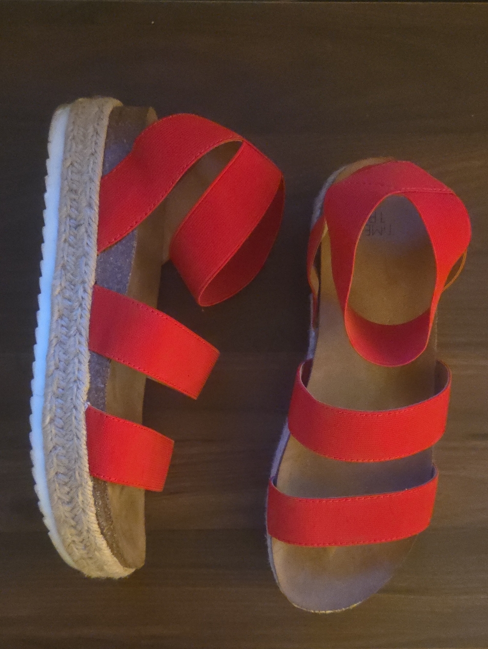 Time and Tru Red Elastic Strap Espadrille Platform Sandals - Women